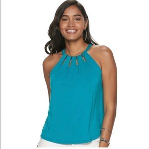 NWT Jennifer Lopez Halter Style Top -Turquoise Size XL.